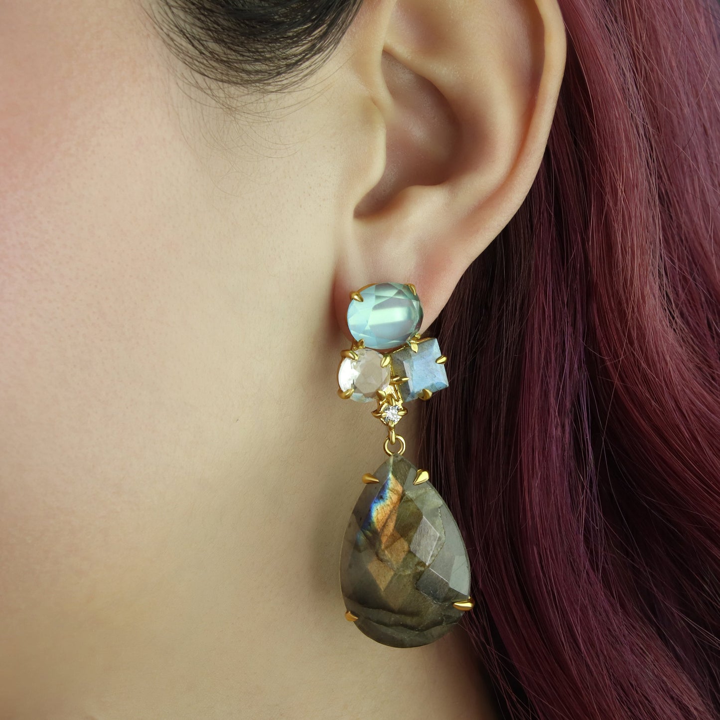 GIOVE MIO Aretes Colgantes Splendore en Plata 925 Bañada en Oro Amarillo de 18Kt con Cuarzo. Plata 925 Bañada en Oro 18Kt / Amarillo / 20X56MM