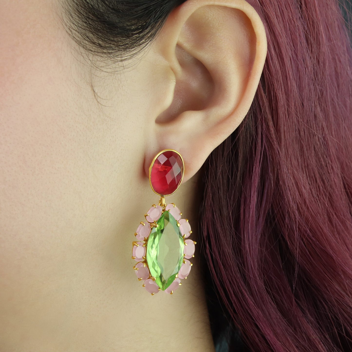 GIOVE MIO Aretes Colgantes Dea In Rosa en Plata 925 Bañada en Oro Amarillo de 18Kt. Plata 925 Bañada en Oro 18Kt / Amarillo / 21X46MM