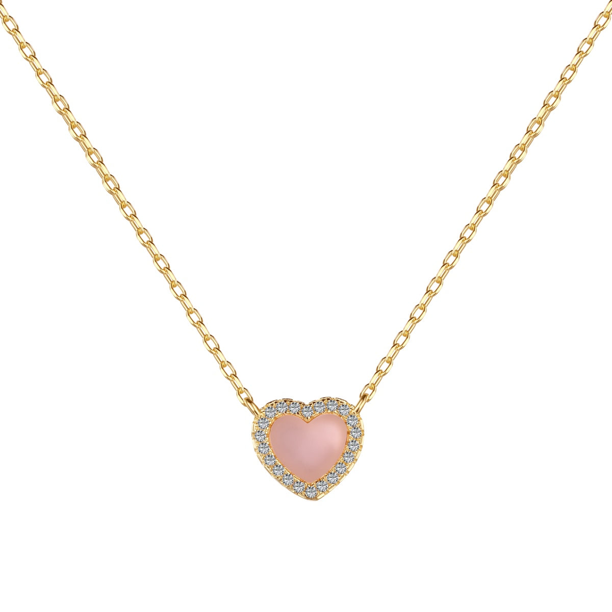 GIOVE MIO Cadena Corazón Cuore Mio Rosa en Plata 925 Bañada en Oro Amarillo de 18Kt. Plata 925 Bañada en Oro 18Kt / Rosado / 9X11MM