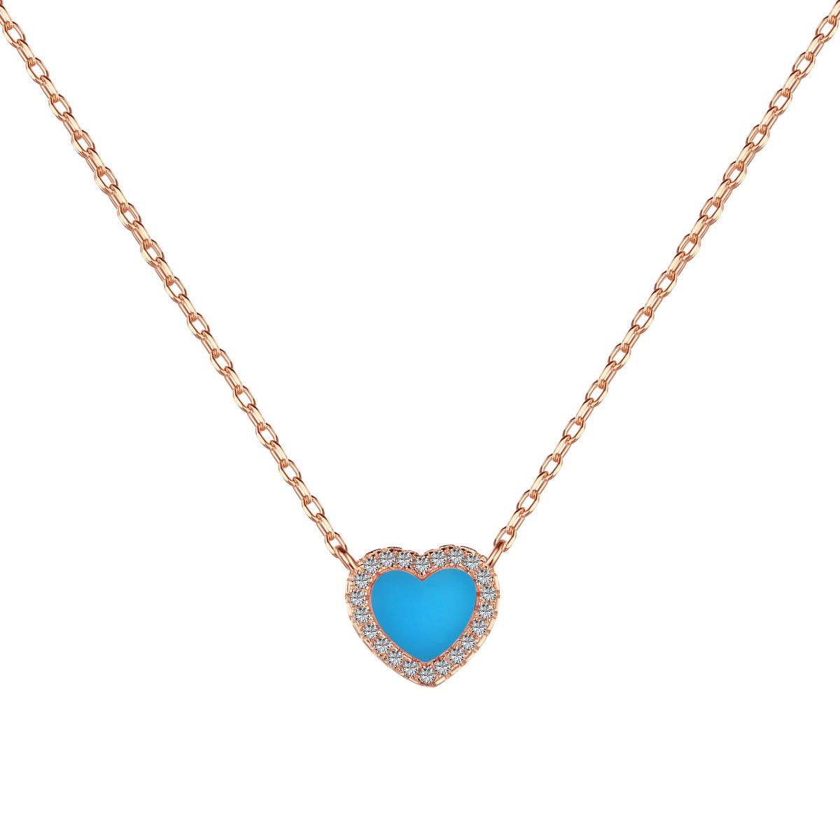 GIOVE MIO CHAIN NECKLACE WITH 925 PINK SILVER PENDANT, WITH TURQUOISE CT.