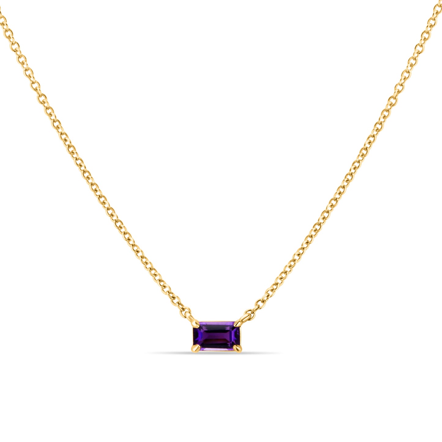 GIOVE MIO CHAIN NECKLACE WITH CHARM IN 14KT YELLOW GOLD, 45 CM LONG, WITH AMETHYST CT.