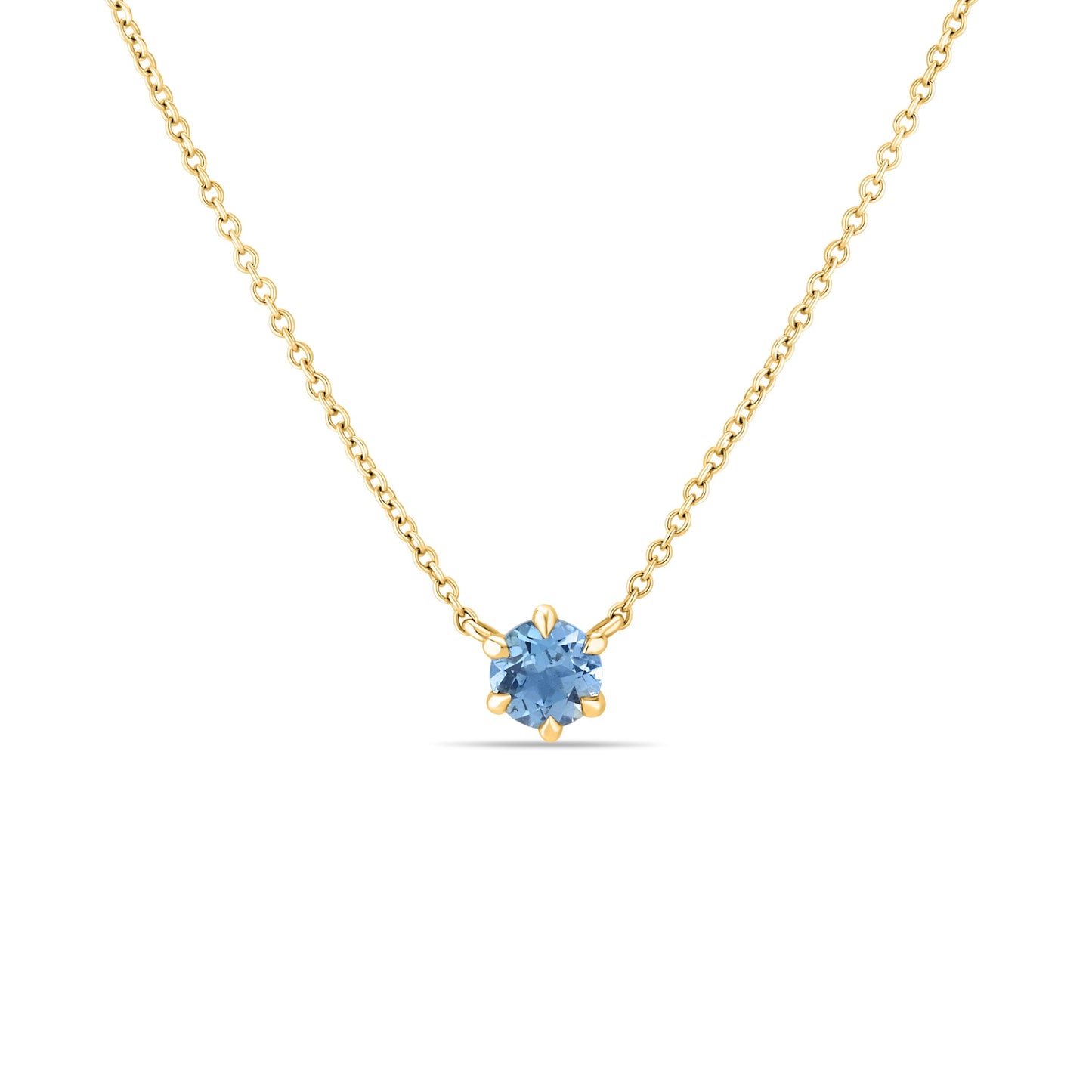 GIOVE MIO Cadena con Dije de Gema en Oro Amarillo de 14Kt con Topacio Azul Sky Blue. Oro 14Kt / Amarillo / 6MM