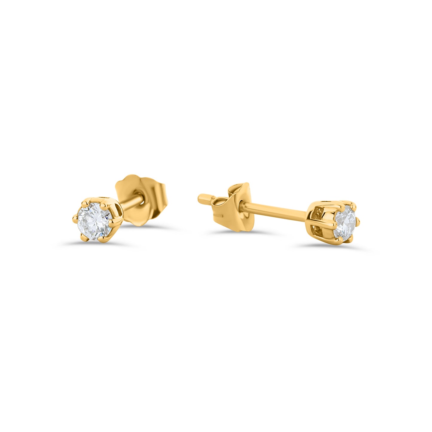 GIOVE MIO STUD EARRINGS IN 14KT YELLOW GOLD, WITH 0.06CT LABORATORY CREATED DIAMOND.