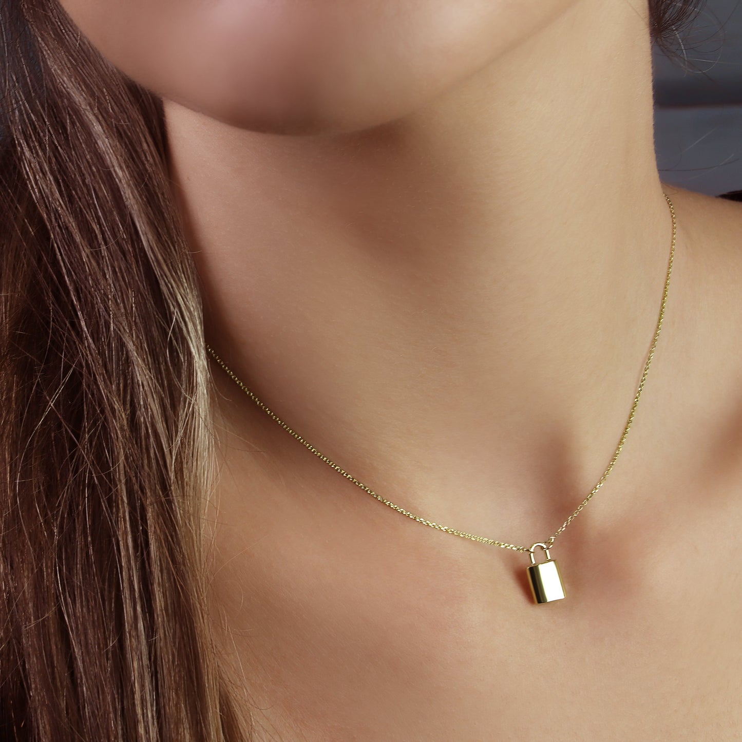 GIOVE MIO CHAIN NECKLACE WITH KEY OR LOCK CHARM IN 14KT YELLOW GOLD, 45 CM LONG