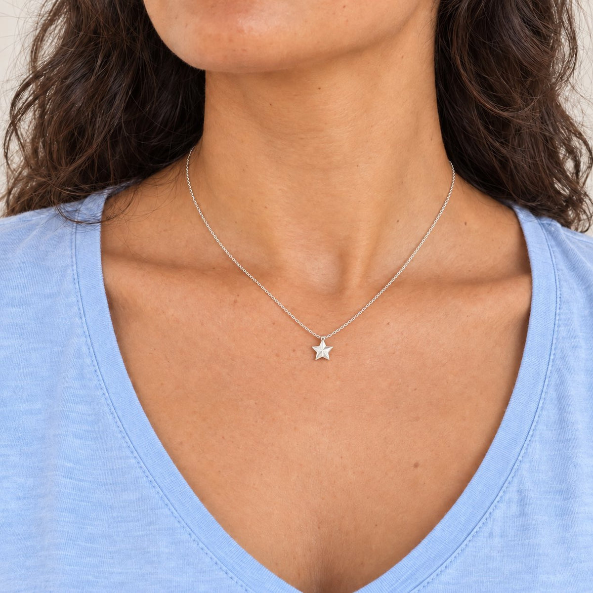GIOVE MIO Cadena con Dije de Estrella en Plata 925. Plata 925 / Amarillo y Blanco / 6X6MM