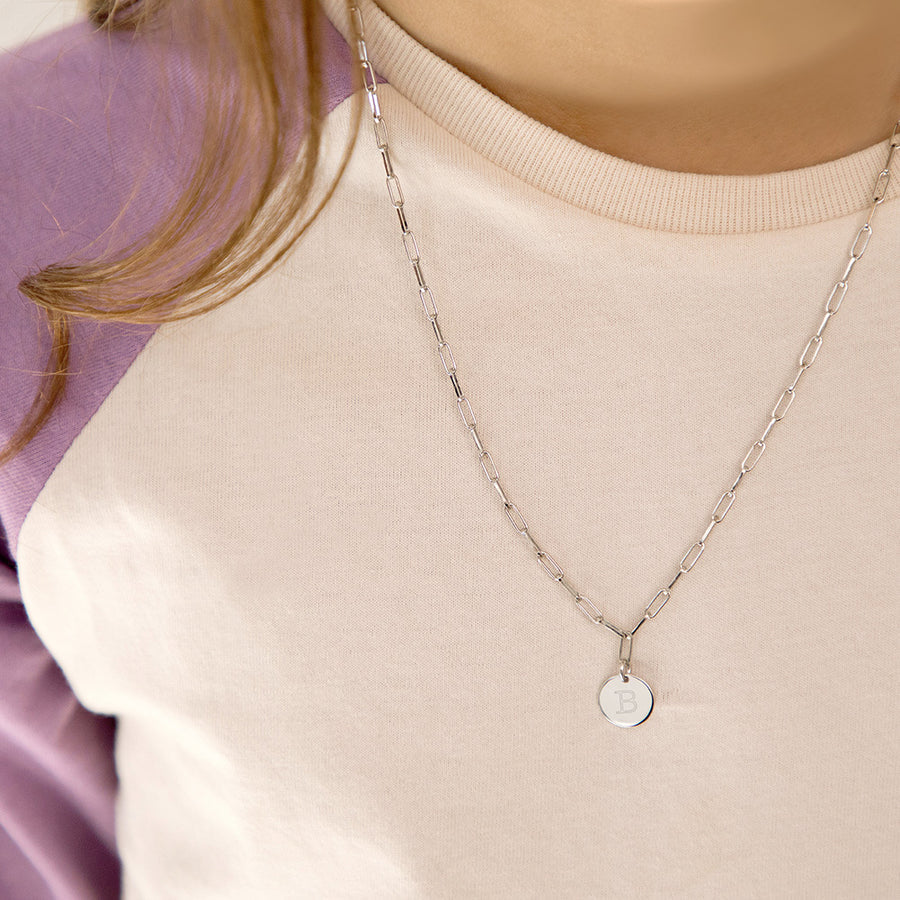 GIOVE MIO Cadena con Dije Circular en Plata 925. Plata 925 / Blanco / 10MM