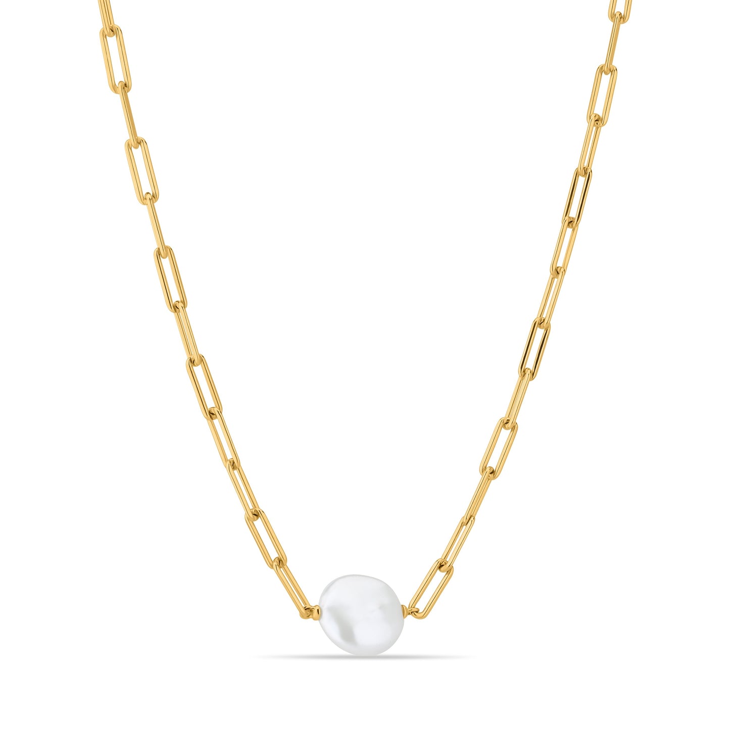 GIOVE MIO Cadena con Dije de Perla en Plata 925 Bañada en Oro Amarillo de 18Kt con Peridoto. Plata 925 Bañada en Oro 18Kt / Amarillo / 13MM