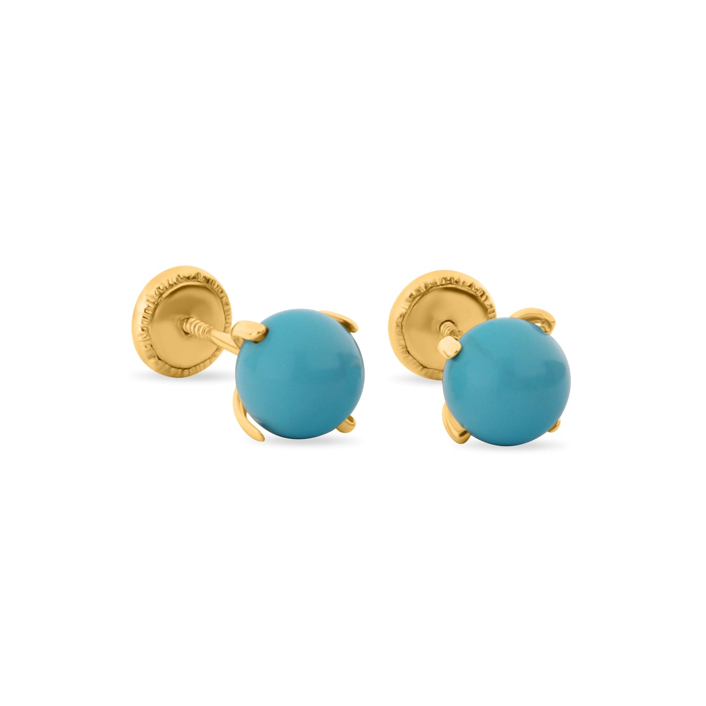 GIOVE MIO: Aretes Studs en Oro Amarillo de 18kt con Turquesa - ¡Atrévete a Brillar con Estilo y Seguridad! ORO 18KT / AMARILLO / 6 MM