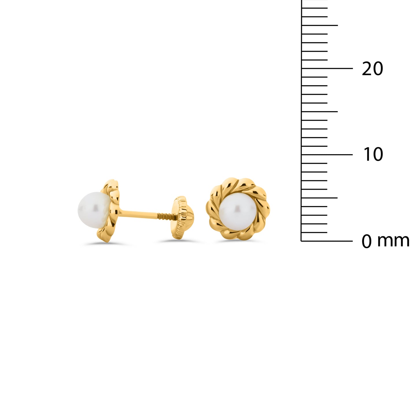 GIOVE MIO: Aretes de Bebé en Oro Amarillo de 18kt con Cierre de Seguridad y Perla - La Elegancia Perfecta para Tu Pequeño Tesoro. ¡Haz Que Brille con Estilo! ORO 18KT / AMARILLO