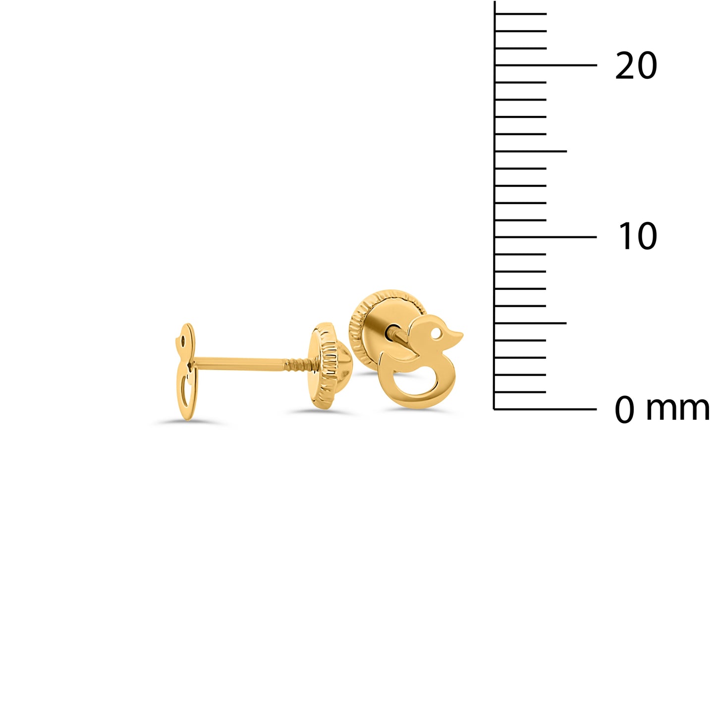 GIOVE MIO: Aretes de bebé PATITO en oro amarillo de 18kt con cierre seguro para tu tesoro más preciado.¡Destaca su belleza desde recién nacido! ORO 18KT / AMARILLO