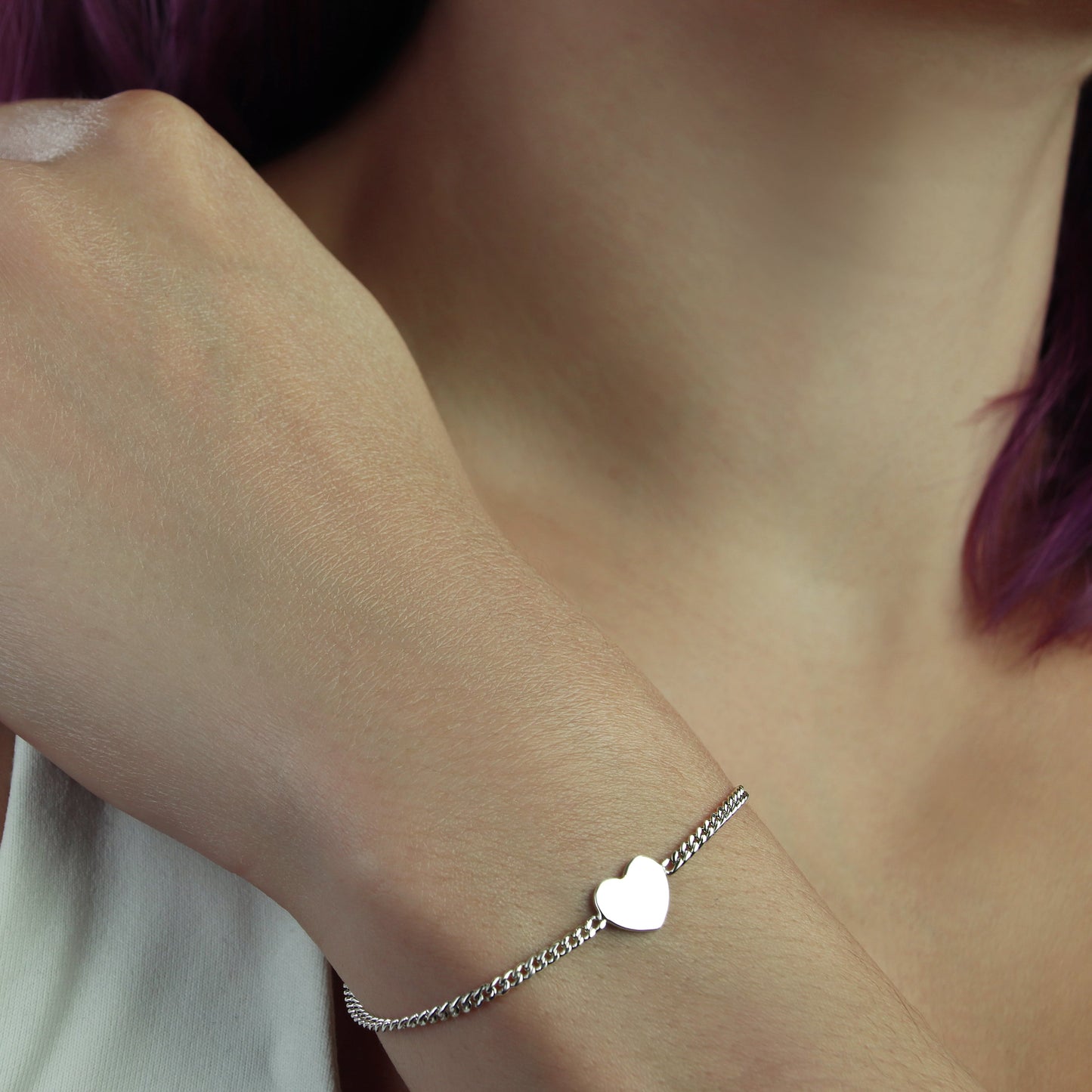 GIOVE MIO Pulsera de Cadena con Corazón en Plata 925. Plata 925 / Blanco