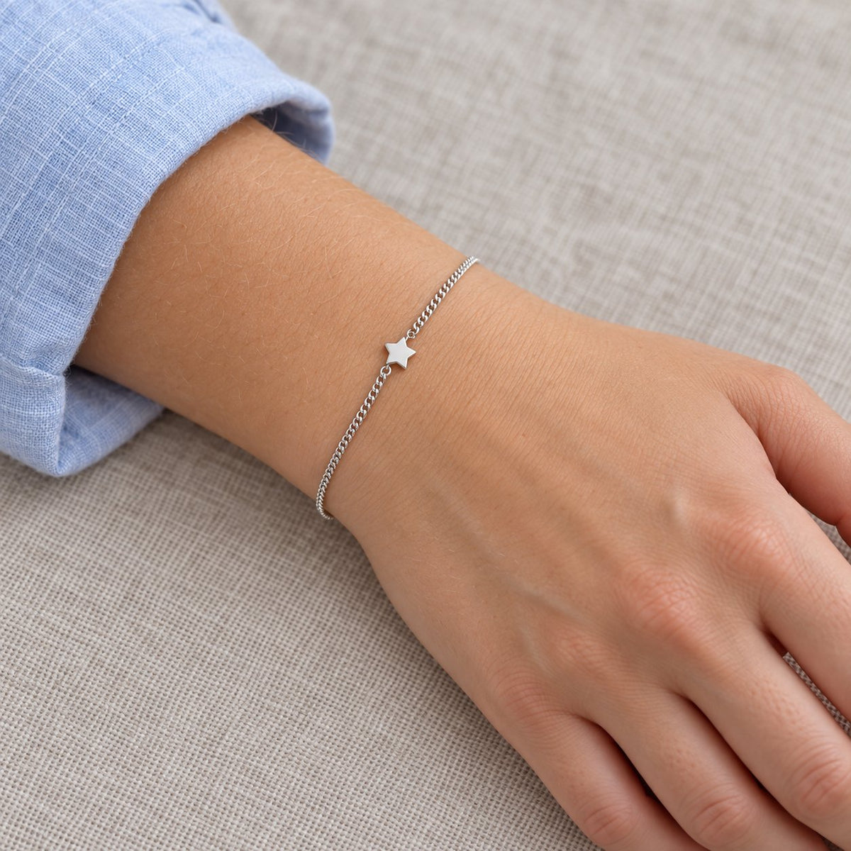 GIOVE MIO Pulsera de Cadena con Estrella en Plata 925. Plata 925 / Blanco / ST 5MM