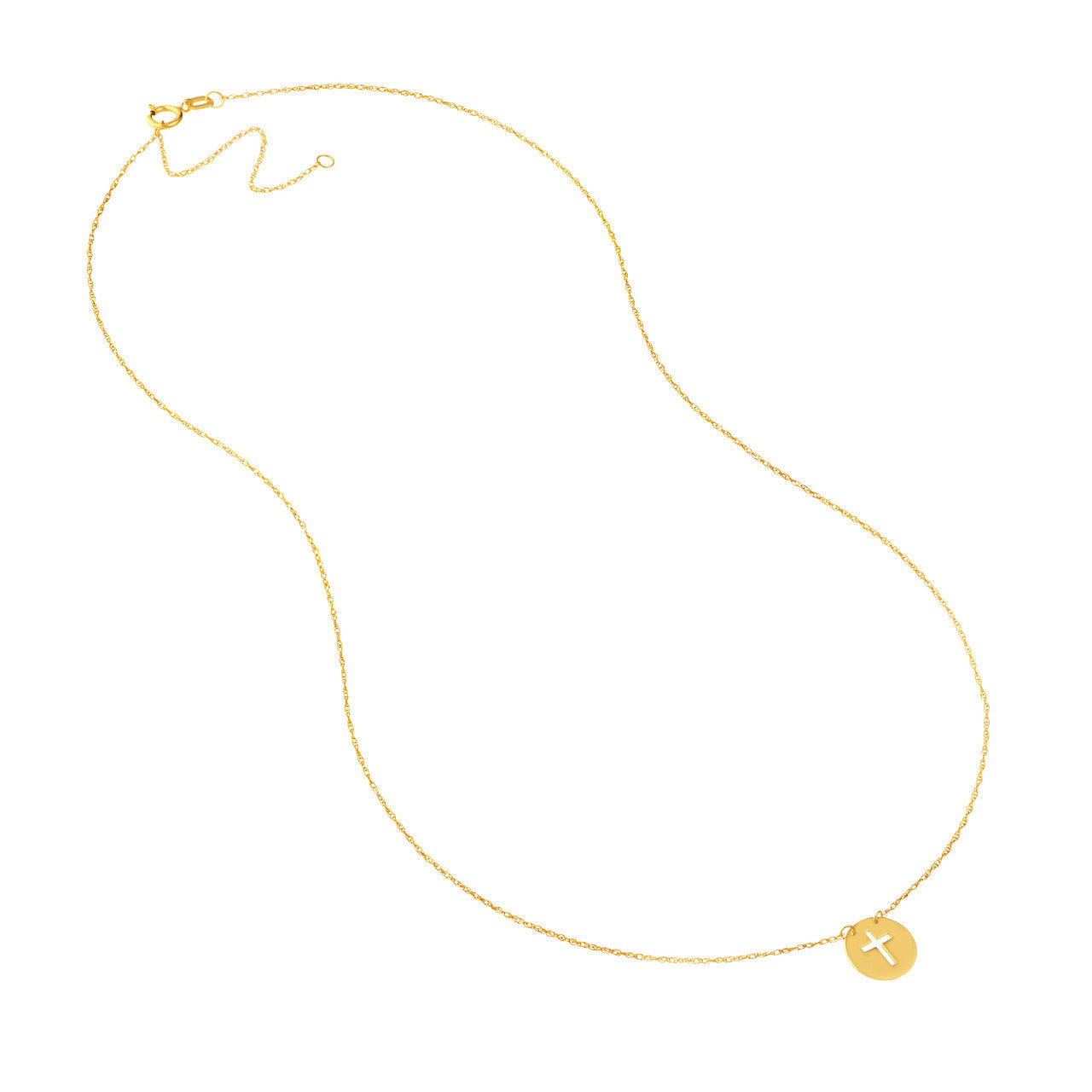 GIOVE MIO Cadena con Dije Circular y Cruz en Oro Amarillo de 14Kt. Oro 14Kt / Amarillo / 9MM