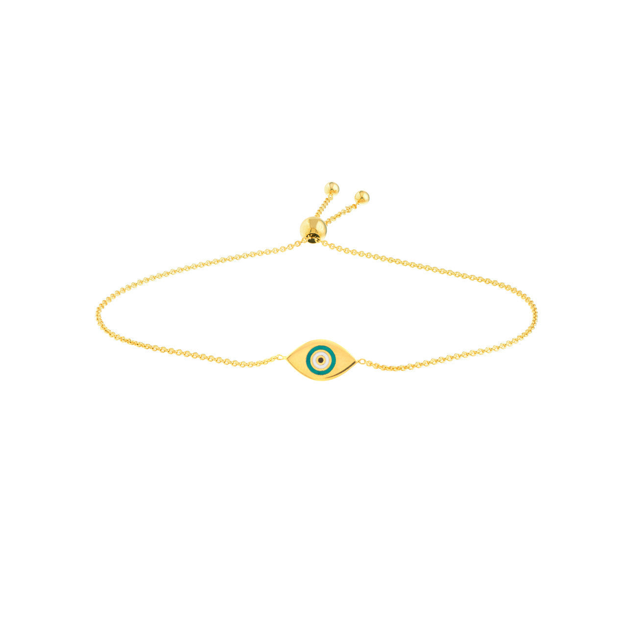 GIOVE MIO Pulsera Ajustable con Dije de Ojo Turco en Oro Amarillo de 14Kt. Oro 14Kt / Amarillo / PEND 7X15MM