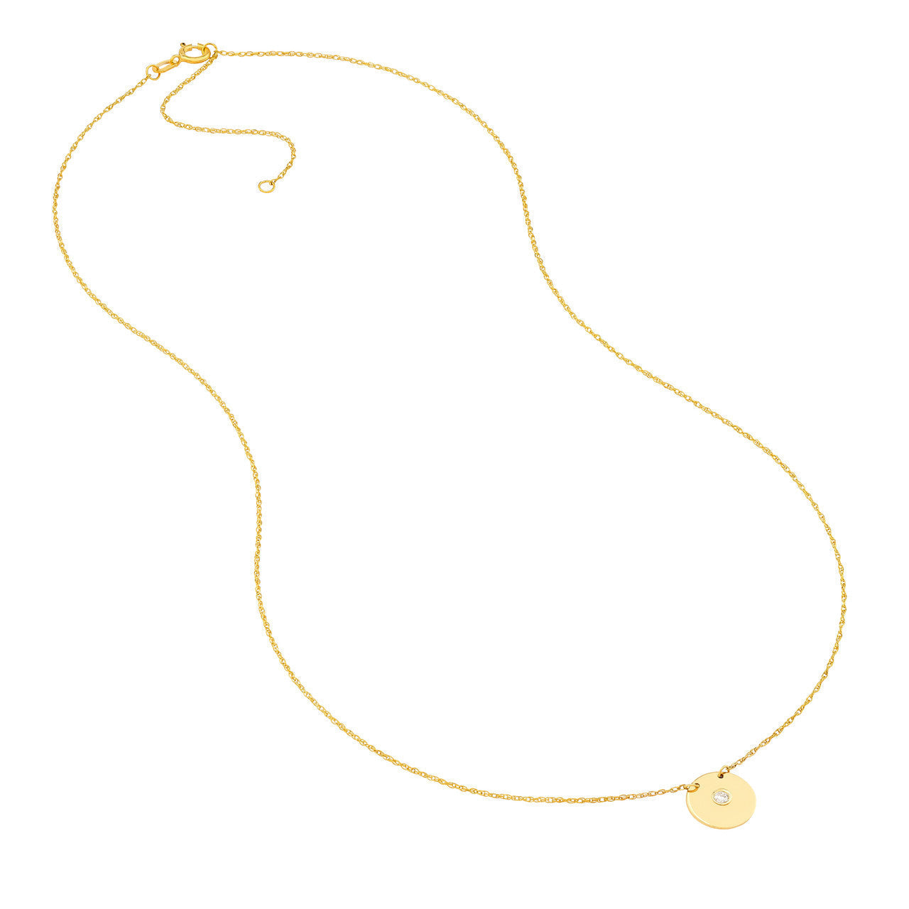 GIOVE MIO Cadena con Dije Circular en Oro Amarillo de 14Kt con Diamante Natural. Oro 14Kt / Amarillo / 9MM