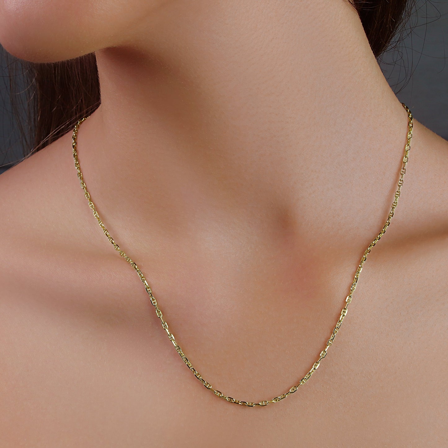 GIOVE MIO SAILOR CHAIN NECKLACE IN 14KT YELLOW GOLD, 50 CM LONG