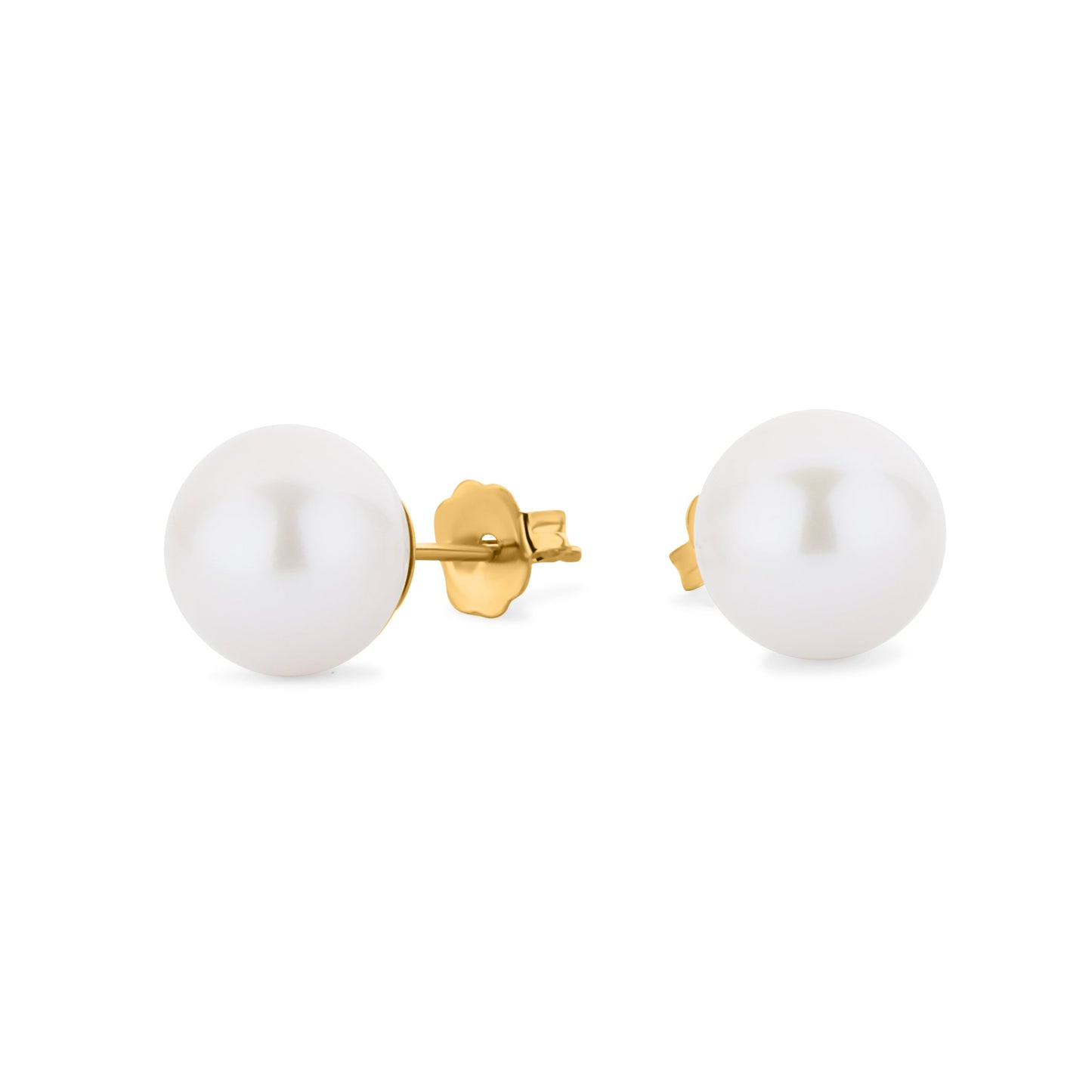 14kt yellow gold earrings with fresh water cultivated pearl 8MM