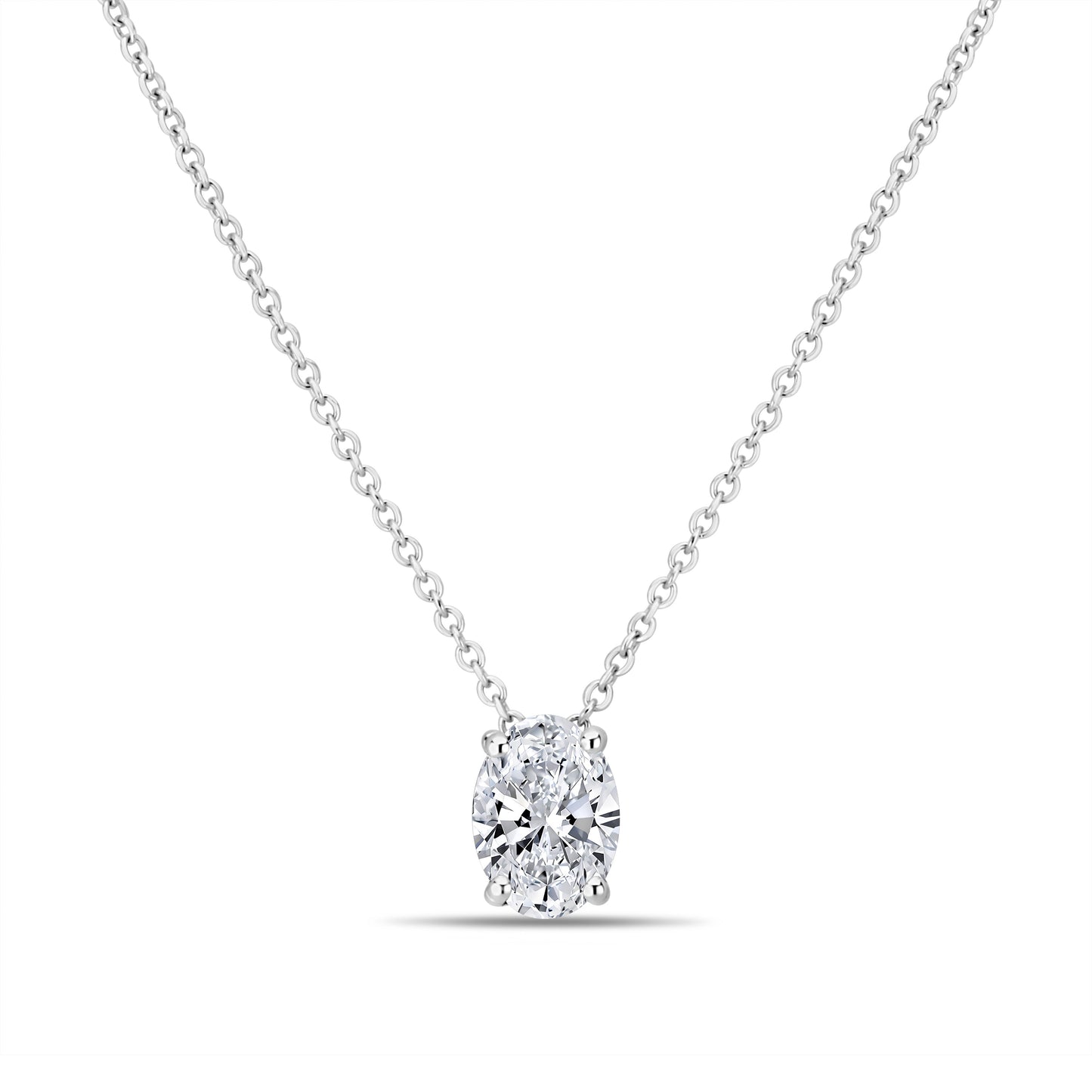 GIOVE MIO NECKLACE IN 14KT WHITE GOLD WITH LAB-CREATED OVAL DIAMOND PENDANT 1.01CT – 45 CM IN LENGTH