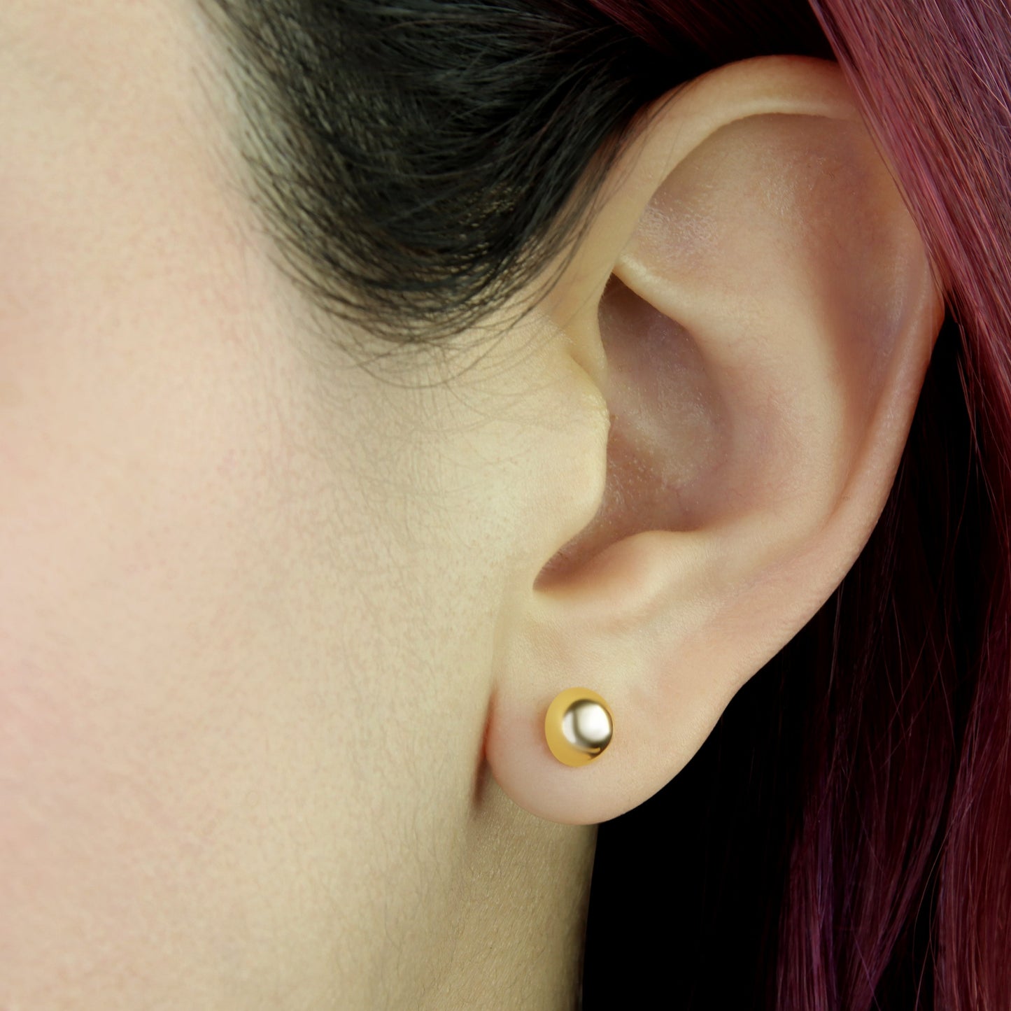GIOVE MIO: Exclusive 18kt Yellow Gold Half Ball Studs. Add a classic and elegant touch to your look with these sophisticated earrings! Get them now and shine in style!