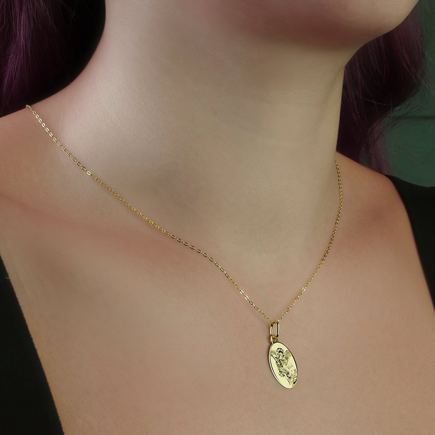 GIOVE MIO Dije de La Medalla de San Miguel Arcángel en Oro Amarillo de 18Kt. Oro 18Kt / Amarillo / 19.4X11.7MM