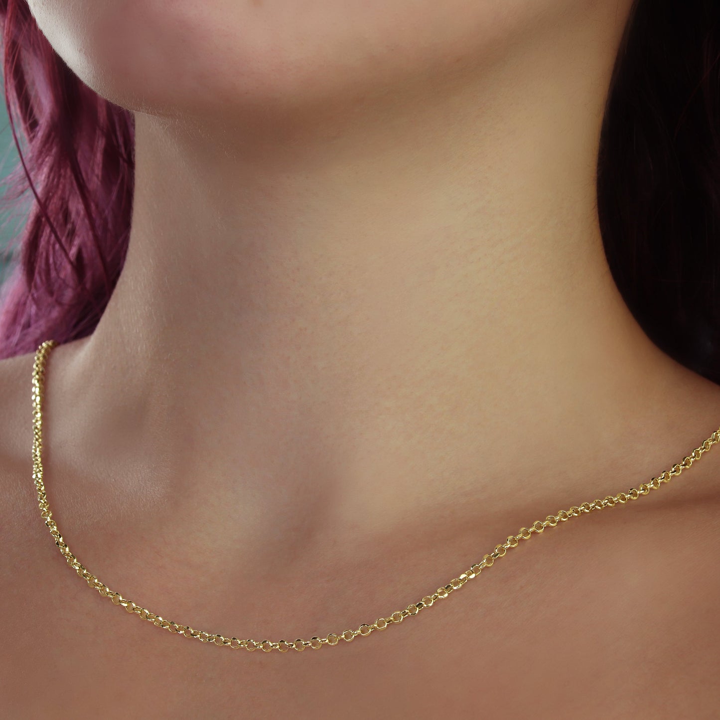 GIOVE MIO: 18kt Yellow Gold 50 CM Rolo Chain Necklace with Lobster Clasp - Look elegant and sophisticated at all times!