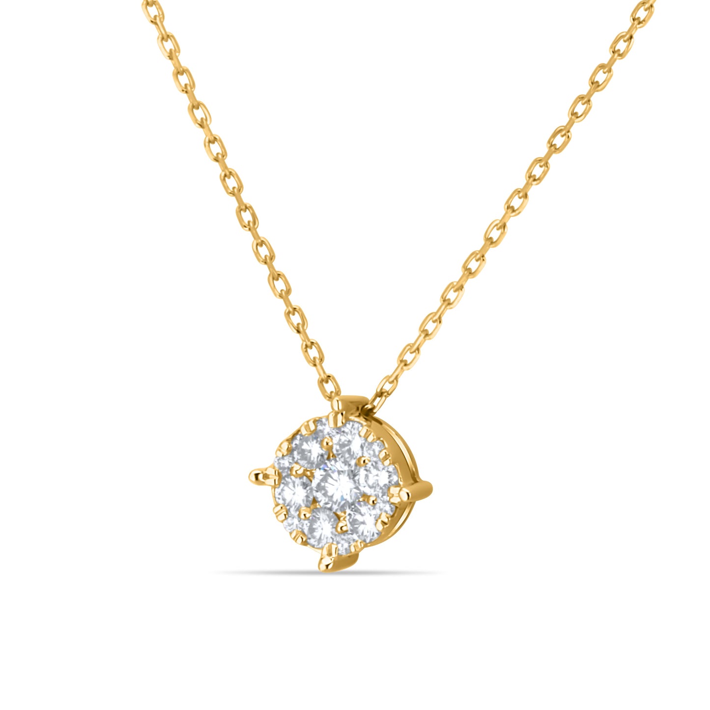 GIOVE MIO: Elevate your style with the 18kt yellow gold Cable Chain Necklace with 6 + 1 pendant and 13 natural Diamonds. Sophistication and elegance in every detail. Make it yours today!