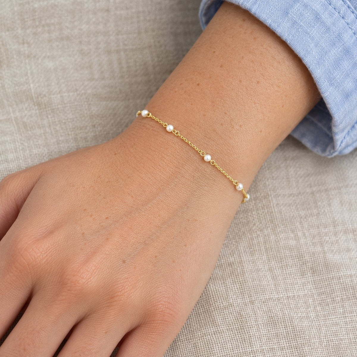 GIOVE MIO Pulsera con Cuentas de Perla en Oro Amarillo de 14Kt con Perlas. Oro 14Kt / Amarillo