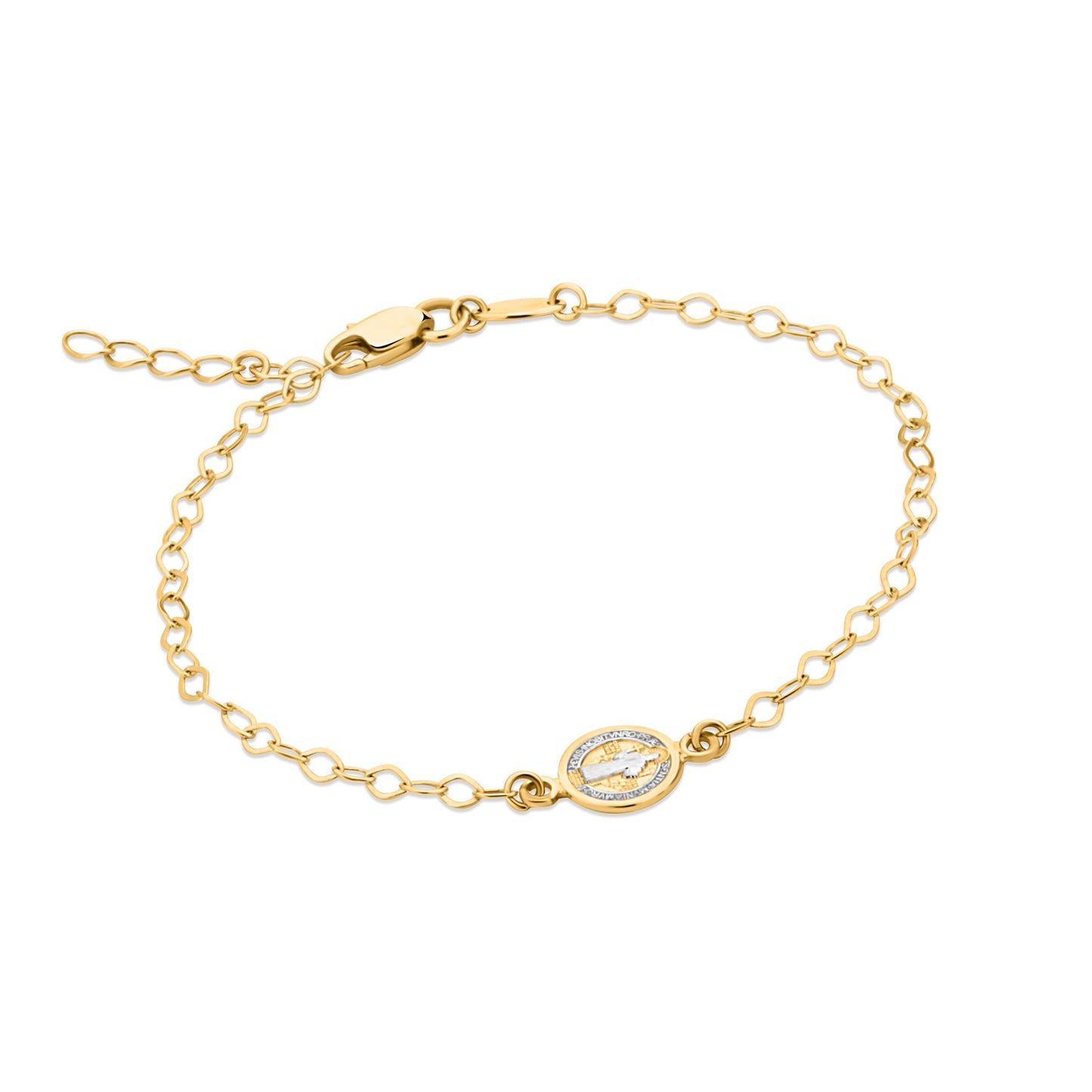 GIOVE MIO Pulsera de Cadena con Medalla de San Benito en Oro Amarillo de 14Kt. Oro 14Kt / Amarillo / 8MM