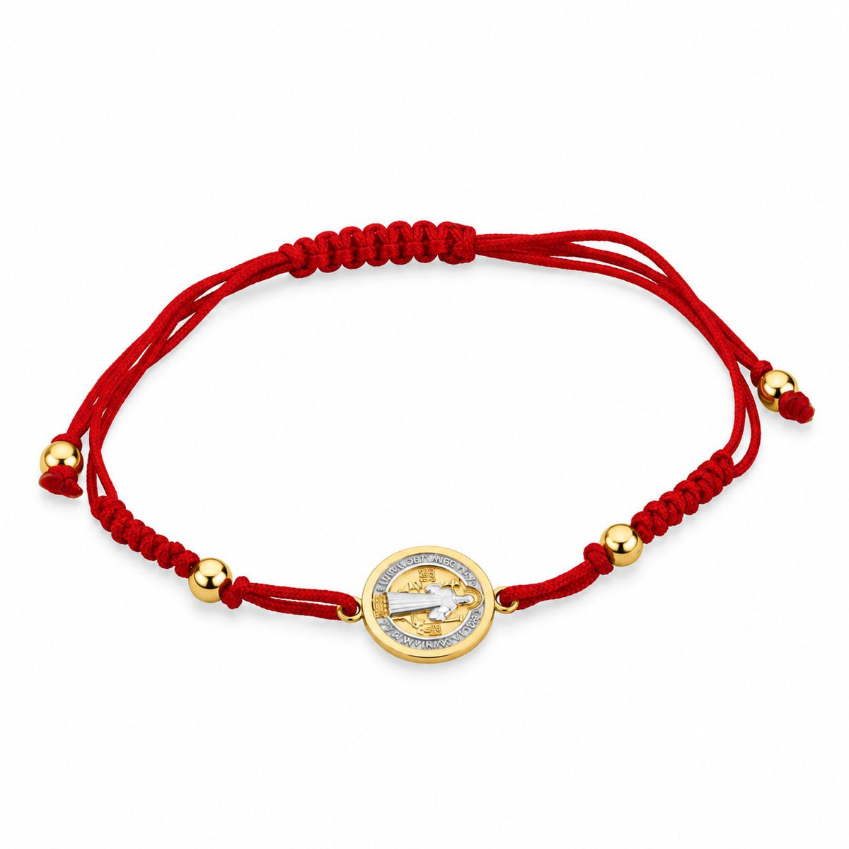 GIOVE MIO Pulsera de Cordon con Medalla de San Benito en Oro Amarillo de 14Kt. Oro 14Kt / Amarillo / 11.8MM
