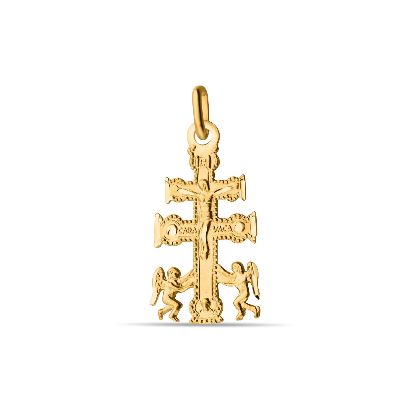 GIOVE MIO 18kt Yellow Gold Caravaca Cross Pendant with Diamond. Illuminate your path in style with this Unique and Special treasure. Experience divine elegance now!