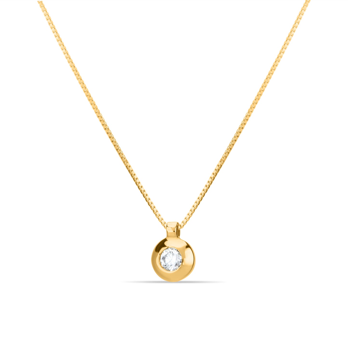 GIOVE MIO Exclusive 18kt Yellow Gold Gem Pendant Necklace - 45 CM - 1 0.10ct Diamond - Reasa Clasp. Stud Earrings and Bracelets available. Elevate your style effortlessly!