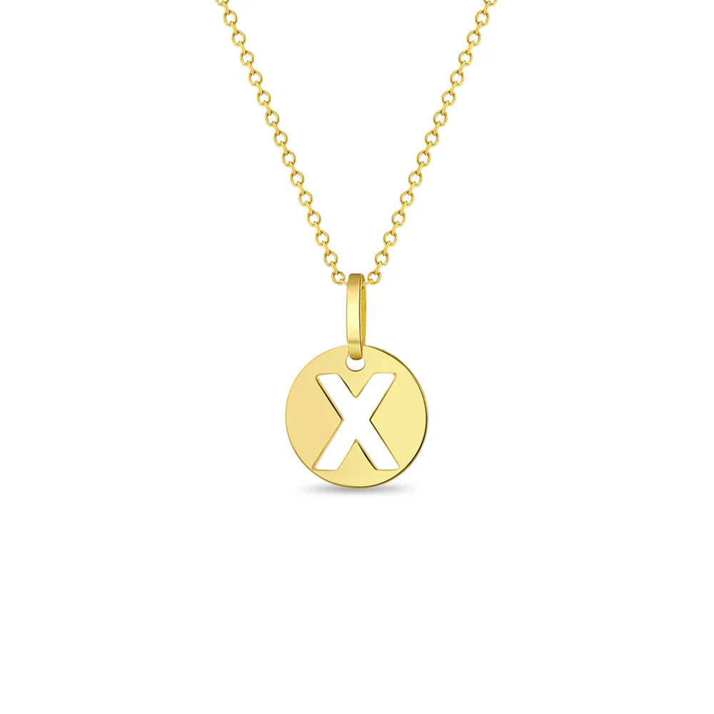 GIOVE MIO CABLE CHAIN NECKLACE WITH INITIAL X PENDANT IN 14KT YELLOW GOLD 40 CM LONG