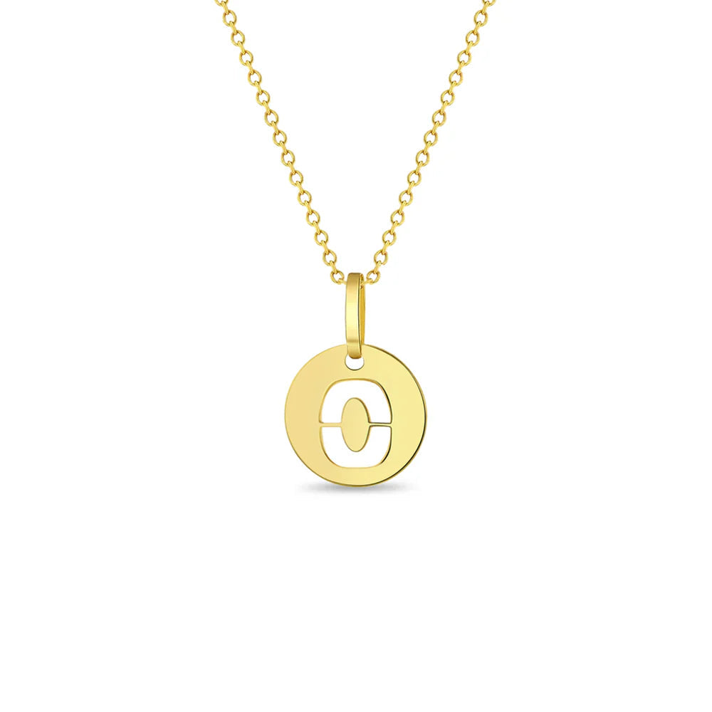GIOVE MIO CABLE CHAIN NECKLACE WITH INITIAL O PENDANT IN 14KT YELLOW GOLD 40 CM LONG