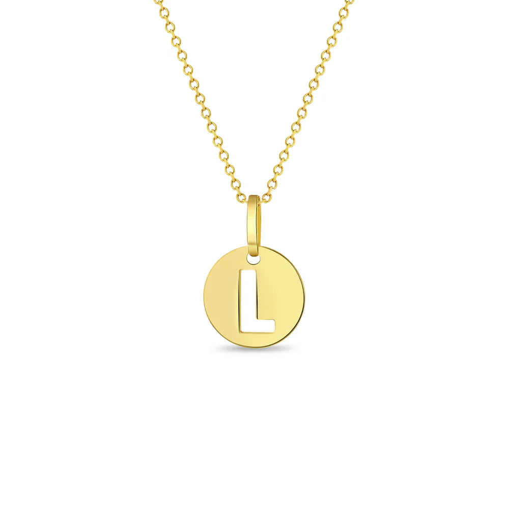 GIOVE MIO CABLE CHAIN NECKLACE WITH INITIAL L PENDANT IN 14KT YELLOW GOLD 40 CM LONG