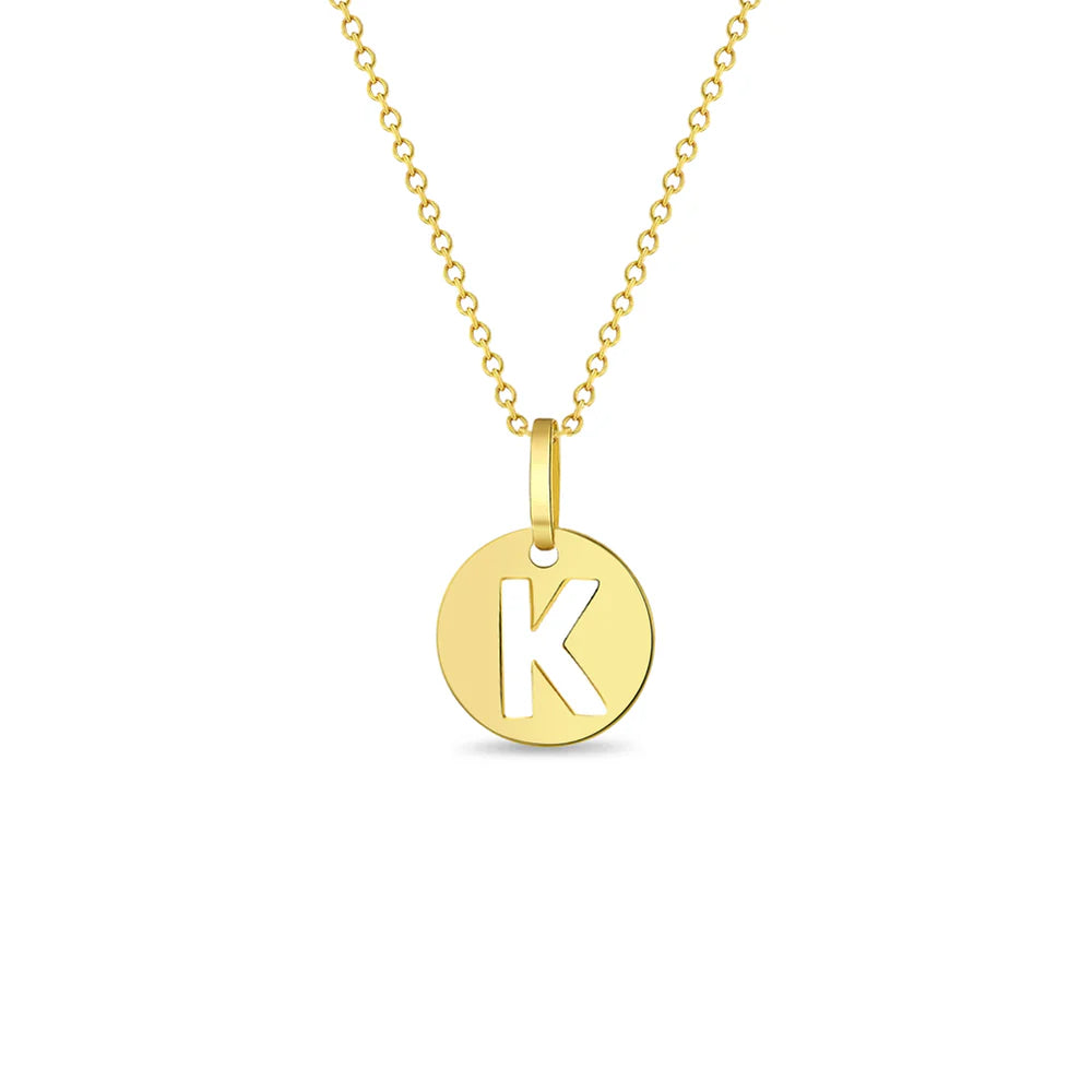 GIOVE MIO CABLE CHAIN NECKLACE WITH INITIAL K PENDANT IN 14K YELLOW GOLD 40 CM LONG