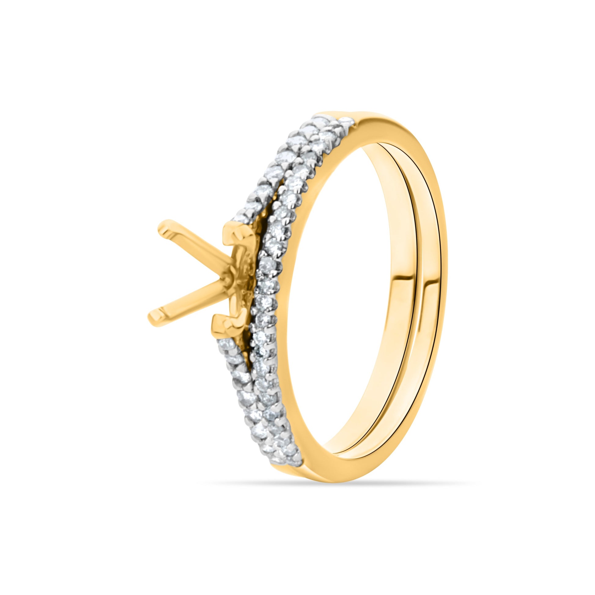 GIOVE MIO Set de Anillos de Compromiso y Matrimonio en Oro Amarillo de 18Kt con Diamante Creado en Laboratorio y Diamantes Naturales. Oro 18Kt / Amarillo