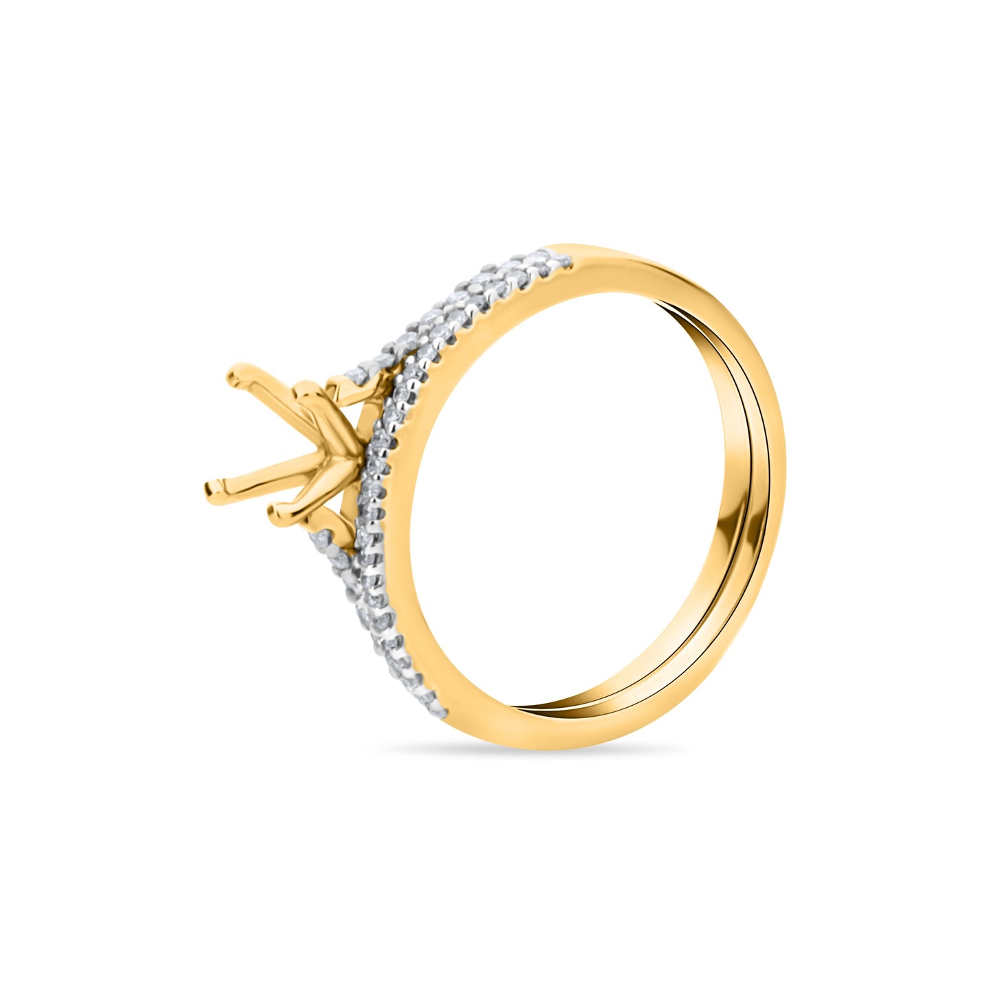 GIOVE MIO Set de Anillos de Compromiso y Matrimonio en Oro Amarillo de 18Kt con Diamante Creado en Laboratorio y Diamantes Naturales. Oro 18Kt / Amarillo
