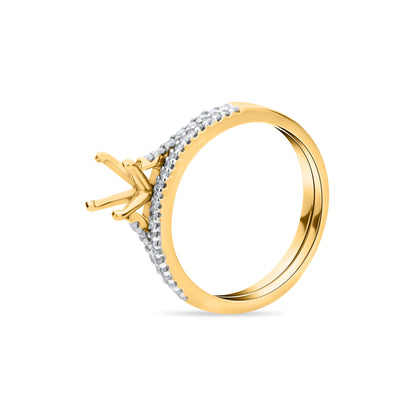 GIOVE MIO Set de Anillos de Compromiso y Matrimonio en Oro Amarillo de 18Kt con Diamante Creado en Laboratorio y Diamantes Naturales. Oro 18Kt / Amarillo