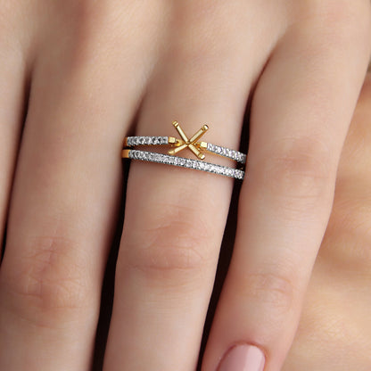 GIOVE MIO Set de Anillos de Compromiso y Matrimonio en Oro Amarillo de 18Kt con Diamante Creado en Laboratorio y Diamantes Naturales. Oro 18Kt / Amarillo