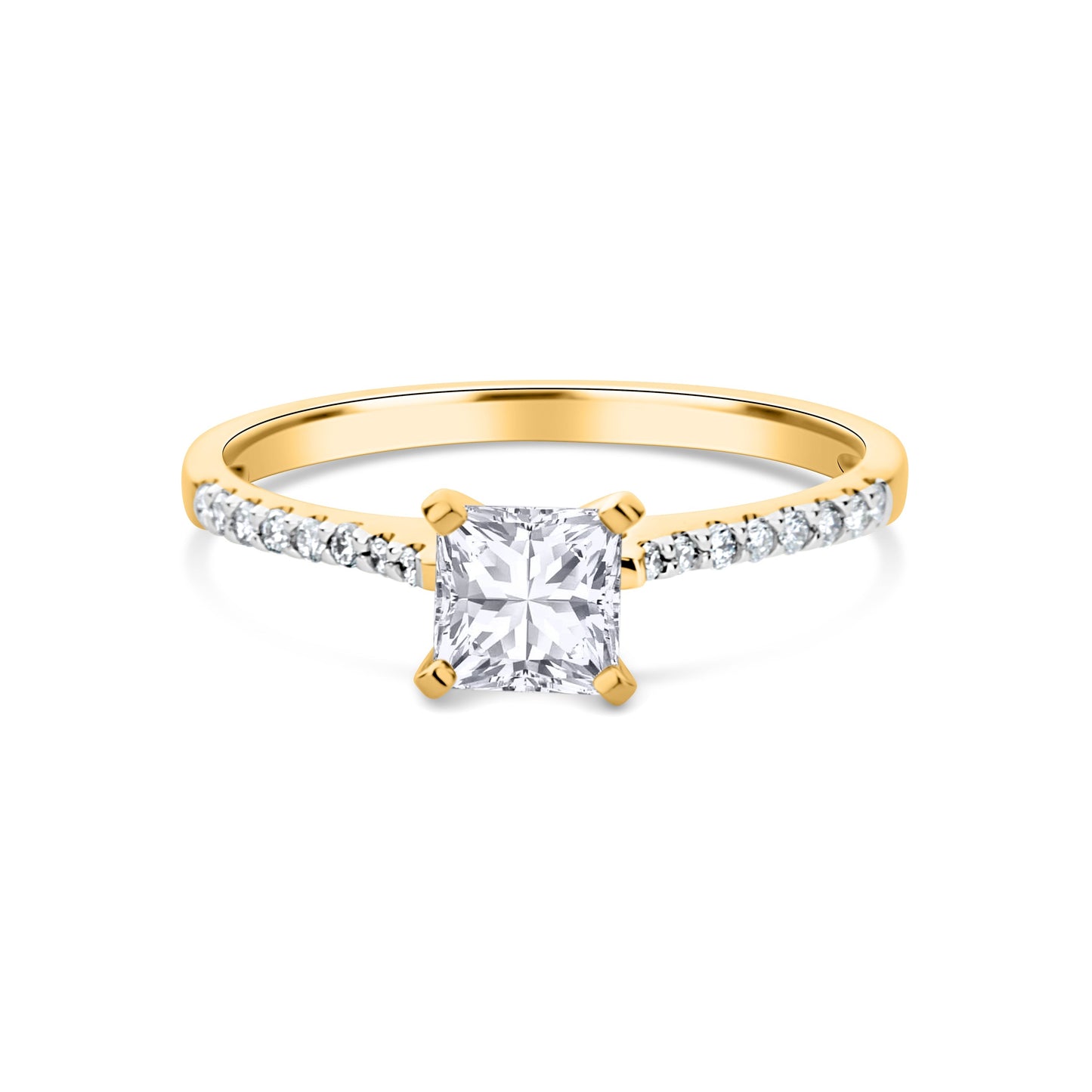 GIOVE MIO Set de Anillos de Compromiso y Matrimonio en Oro Amarillo de 18Kt con Diamante Creado en Laboratorio y Diamantes Naturales. Oro 18Kt / Amarillo