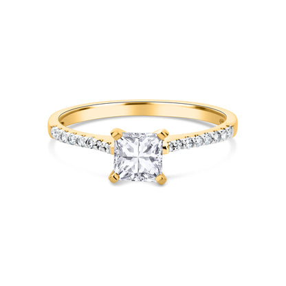 GIOVE MIO Set de Anillos de Compromiso y Matrimonio en Oro Amarillo de 18Kt con Diamante Creado en Laboratorio y Diamantes Naturales. Oro 18Kt / Amarillo