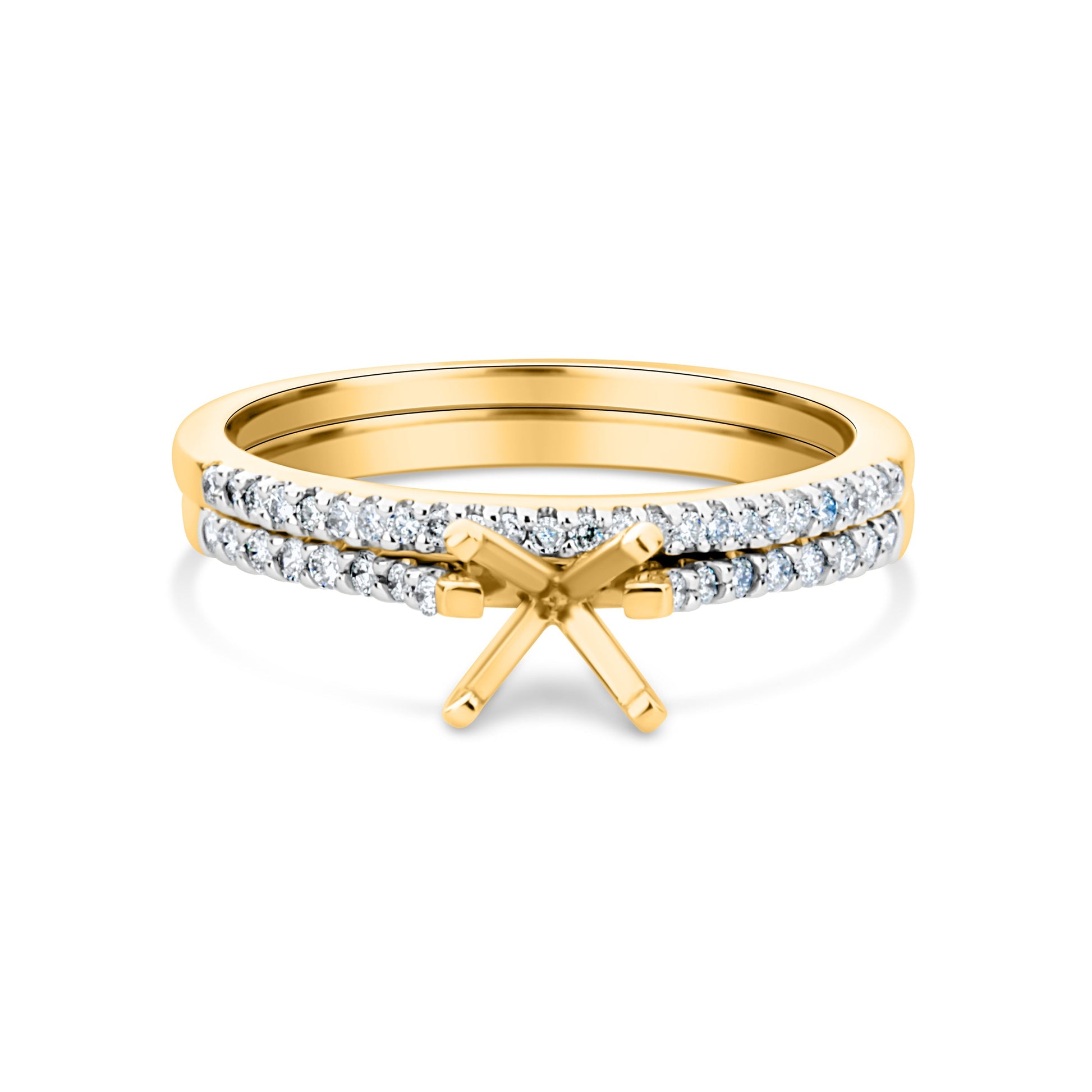 GIOVE MIO Set de Anillos de Compromiso y Matrimonio en Oro Amarillo de 18Kt con Diamante Creado en Laboratorio y Diamantes Naturales. Oro 18Kt / Amarillo