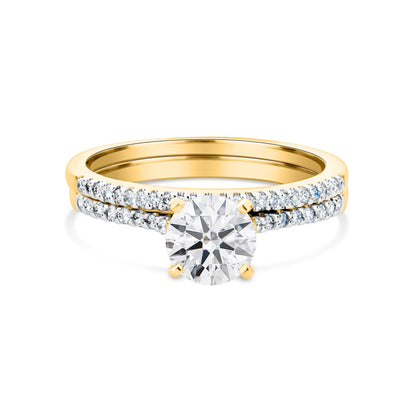 GIOVE MIO Set de Anillos de Compromiso y Matrimonio en Oro Amarillo de 18Kt con Diamante Creado en Laboratorio y Diamantes Naturales. Oro 18Kt / Amarillo