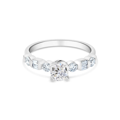 GIOVE MIO Anillo de Compromiso en Oro Blanco de 14Kt con Diamante Creado en Laboratorio y Diamantes Naturales. Oro 14Kt / Blanco