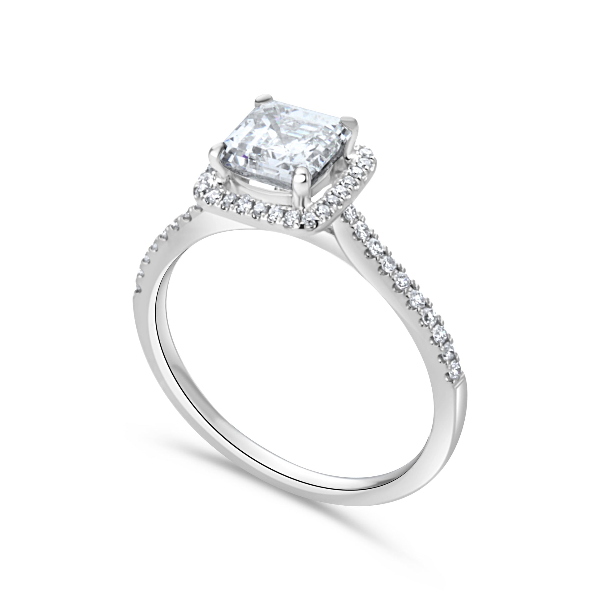 GIOVE MIO Anillo de Compromiso en Oro Blanco de 18Kt con Diamante Creado en Laboratorio y Diamantes Naturales. Oro 18Kt / Blanco