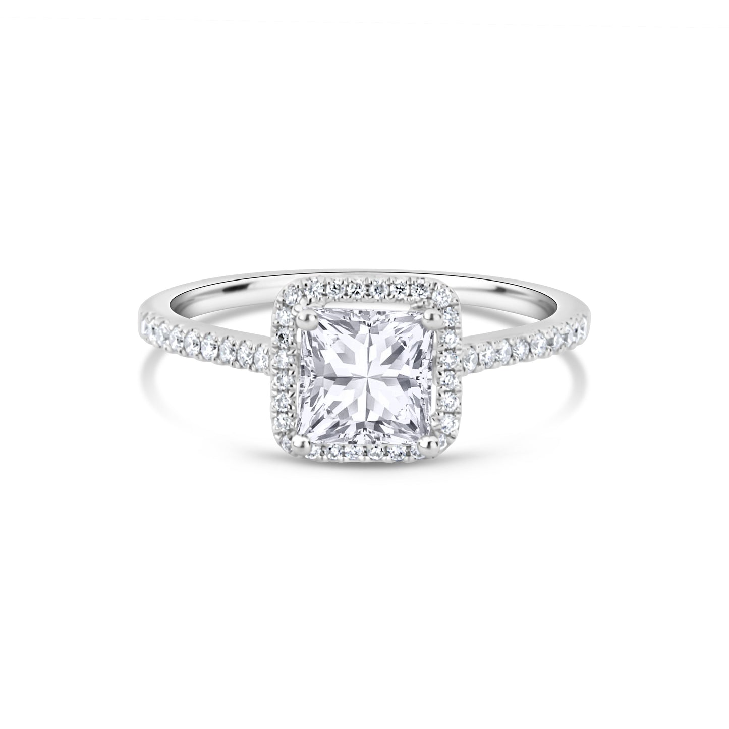 GIOVE MIO Anillo de Compromiso en Oro Blanco de 18Kt con Diamante Creado en Laboratorio y Diamantes Naturales. Oro 18Kt / Blanco