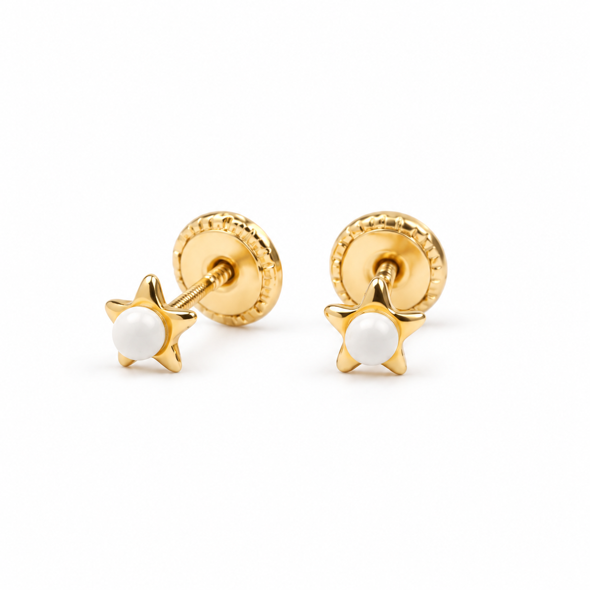 Par de aretes de bebé en forma de estrella, oro amarillo, 00229340