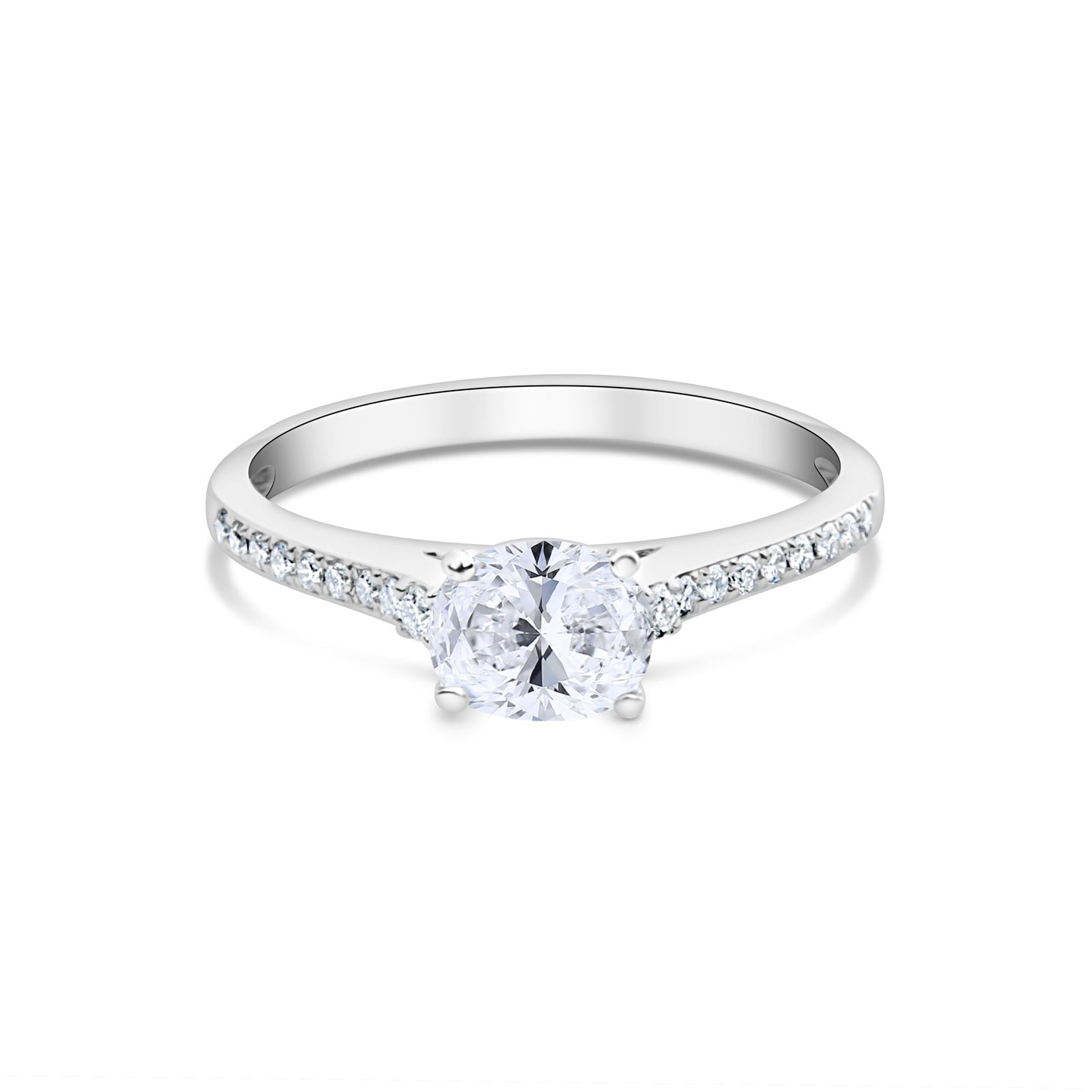 GIOVE MIO Solitario en Oro Blanco de 18Kt con Diamante Creado en Laboratorio y Diamantes Naturales. Oro 18Kt / Blanco