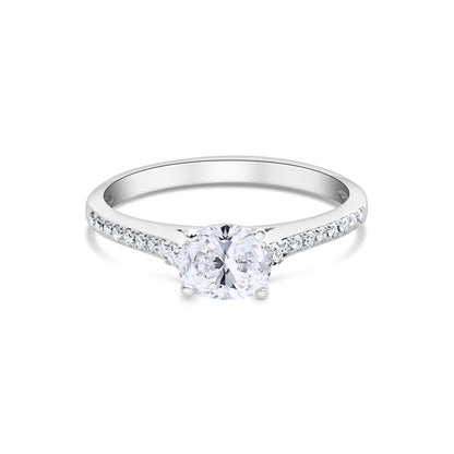 GIOVE MIO Solitario en Oro Blanco de 18Kt con Diamante Creado en Laboratorio y Diamantes Naturales. Oro 18Kt / Blanco