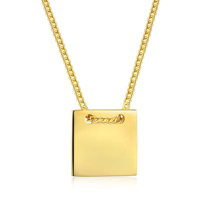 GIOVE MIO Cadena con Dije de Placa en Plata 925 Bañada en Oro Amarillo de 18Kt. Plata 925 Bañada en Oro 18Kt / Amarillo / 10X10MM